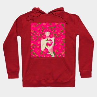 Cute girl with red flowers, version 6 Hoodie